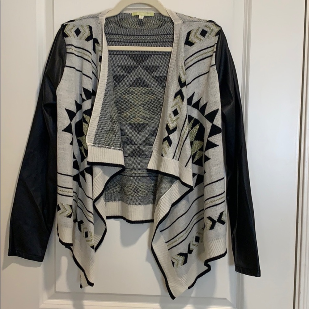 Gianni Bini Aztec Faux Leather Cardigan Jacket
